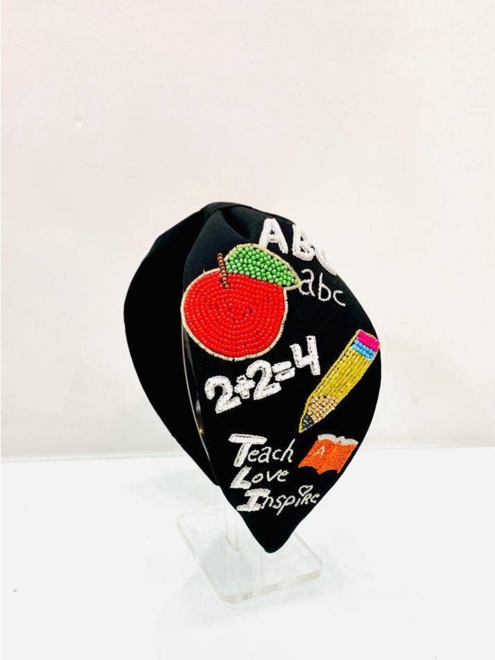 Teacher Beaded Headband Apple Pencil Teach Love Inspire NWT Gift One Size